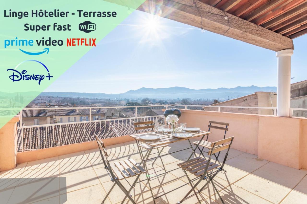Mont Ventoux - Terrasse - Vue Degagee - Linge De Qualite - Fibre - Confort Gardanne Exterior foto